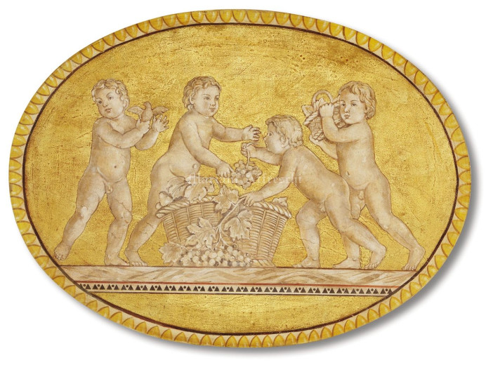 Art. 1649-4 - Putti con cesto di frutta - finitura in foglia oro (gold leaf finishing)