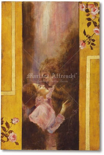 Art. 1757 - part. de "Amore" - G. Klimt (1862-1918) - finitura in foglia oro (gold leaf finishing)