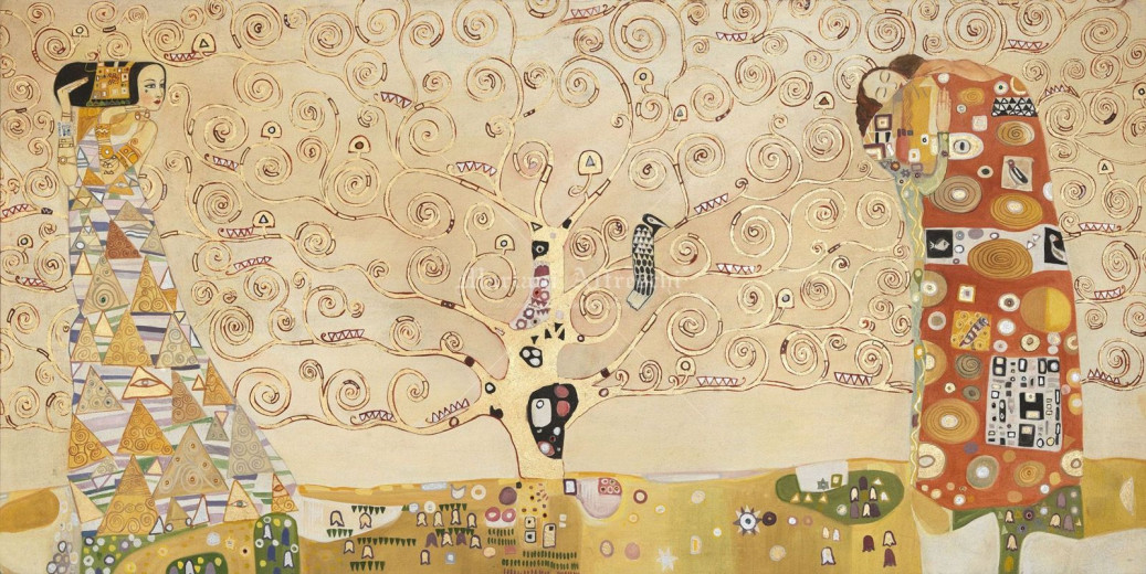 Art. 2209 - part. de "L'Attesa", " L'Albero della Vita", "L'Abbraccio" - G. Klimt (1862-1918) - finitura in foglia oro e cristalli Swarovski (gold leaf and Swarovski crystals finishing)