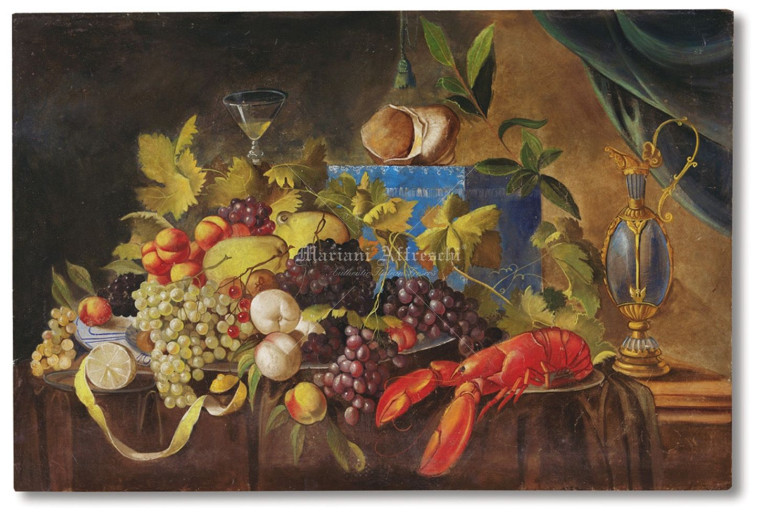 Art. 0387 - "Natura morta con frutta e astice" - Jan Davidsz De Heem (sec. XVII)