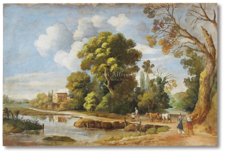 Art. 0352 - "Paesaggio con stagno, contadine e animali" - Filippo Napoletano (sec. XVII), Firenze