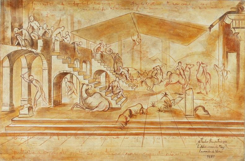 Art. 1945 - part. de "Studio prospettico per l'Adorazione dei Magi" - Leonardo da Vinci (1452-1519)