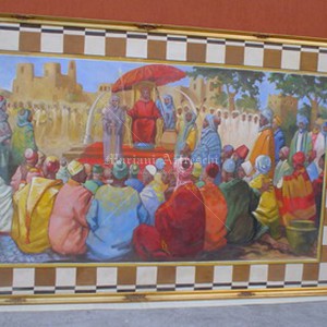 Fresco fixed on a frame. “Public Meeting”, Presidential Palace of Mali