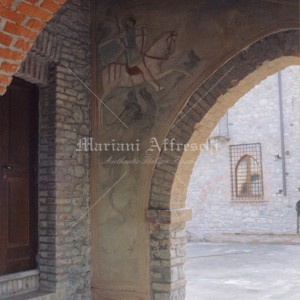 Castle of Montalfeo in Pavia. Frescoes in medieval style for indoors and outdoors