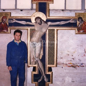 “Crucifixion”. Fresco on panel for an altar